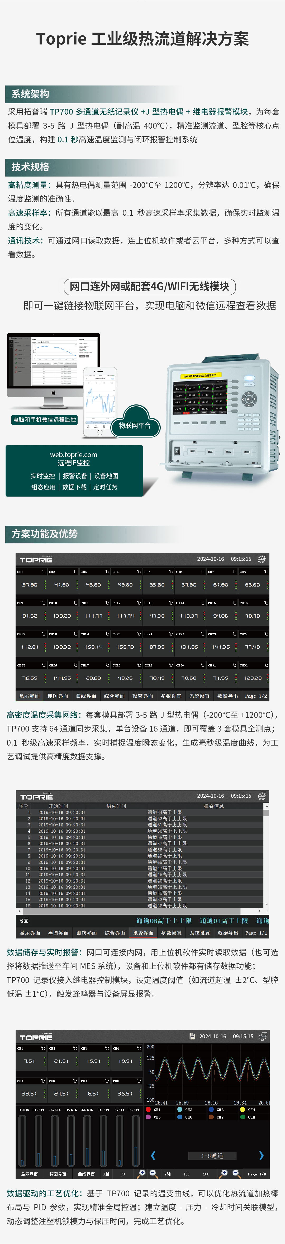 多通道記錄儀在注塑機(jī)的熱流道模具溫度監(jiān)測(cè)